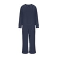 thumbnail image 6 of Itsame Sweatsuits 2pcs Sets for Womens Long Sleeved Sweatshirt and Pants Relaxed Solid Color Women Athletic Outfit Sets Dark Blue Size S, 6 of 7