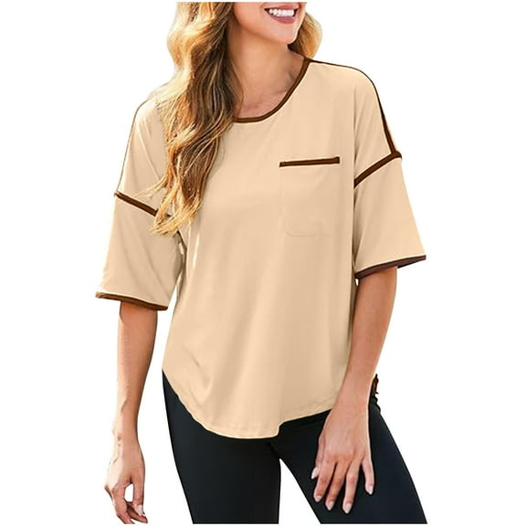 BVOFAR Women's Short Sleeve Oversized T-Shirts Color Block Crew Neck Casual Tops Summer Loose Comfy Tees 2025