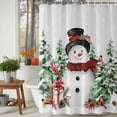 thumbnail image 3 of Christmas Snowman Shower Curtains for Bathroom, Winter Christmas Tree Cardinal Grey Waterproof Fabric Shower Curtain for Bathroom Bathtub Decoration, Machine Washable, 60"x72", 3 of 9
