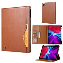 Dteck for iPad Air 13 Inch (M2) 2024 Case, iPad Pro 12.9 2022 Case with Pencil Holder, Premium Leather Folio Credit Card Wallet Case Auto Sleep/Wake Smart Cover, Brown