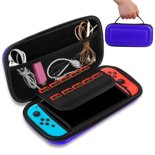 Fresh Fab Finds FFF-Blue-GPCT1199 Étui de Transport Portable pour Console Nintendo Switch, Étui Rigide de Protection en EVA, Coque Pochette, Bleu