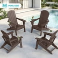 thumbnail image 6 of Cobiod Folding Adirondack Patio Chair with Cup Holder , All-Weather HDPE Outdoor Lounge Chair, Wood Grain Ergonomic Design, Coffee, 6 of 9