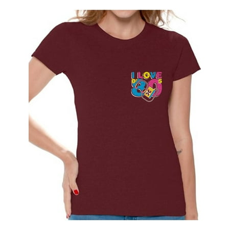 Awkward Styles I Love D' 80s Tshirts 80s Costumes for Women 80s Pocket Shirts I Love the 80's Women's Tee Shirt 80s Clothes for 80s Party 80s Disco Outfit for Women Retro Vintage T Shirt for Her