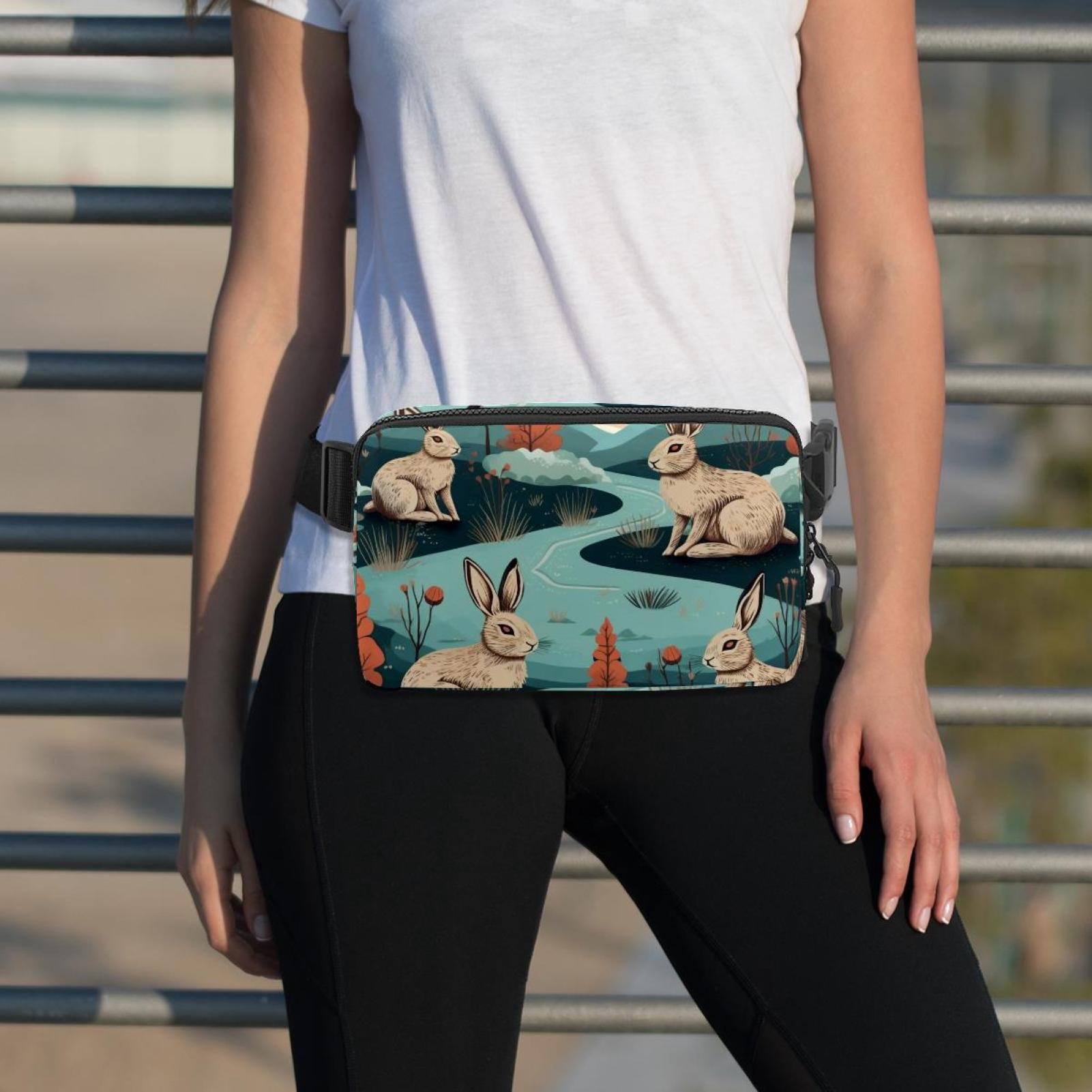 Rabbit Running Belt Waist Bag Fanny Packs, Lightweight Adjustable with Extension Strap, Unisex