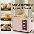 thumbnail image 3 of 2 Slice-Toaster,Touch Control LCD Screen,6 Shade Setting & Bread Selection,Removable Crumb Tray,Stainless Steel,900W,Pink, 3 of 7
