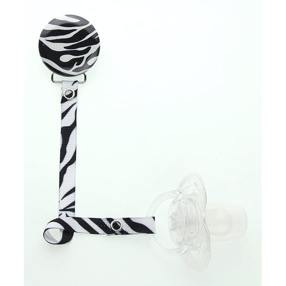 Zebra Ribbon Pacifier Clip