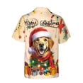 thumbnail image 2 of Merry Christmas Santa Golden Retriever Scarf Twinkling Lights Xmas Holiday Hawaiian Shirt Breathable Summer Unisex Merch Goldens Dog Lover Gifts Idea - 00022, 2 of 6