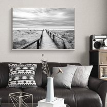 wall26 Floating Framed Canvas Wall Art for Living Room, Bedroom Black and White Bridge Canvas Prints for Home Decoration Ready to Hang - 16x24 inches