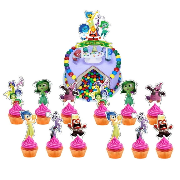 Inside Out Cake Topper Cupcake Set Party Supplies Decoration Birthday Decor Kit