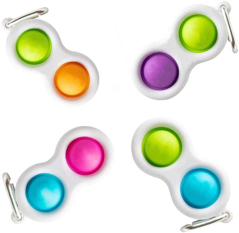 Handheld Mini Fidget Toy Stress Relief Hand Toy 2PCS Fidget Simple Dimple Keychain Toy Light Up The Brain Toy for Kids Adults-Random Color