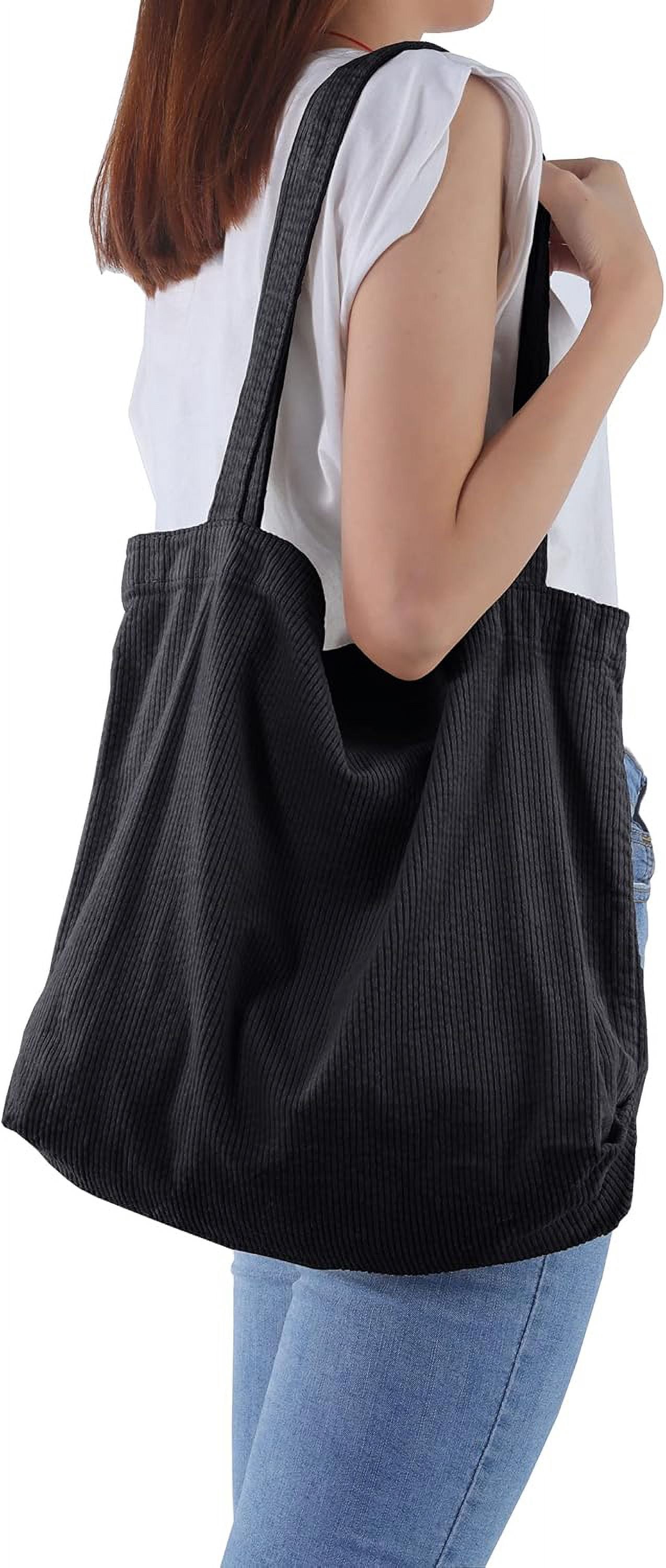 Corduroy Tote Bag for Women Canvas Shoulder Handbags Cute Large Purse