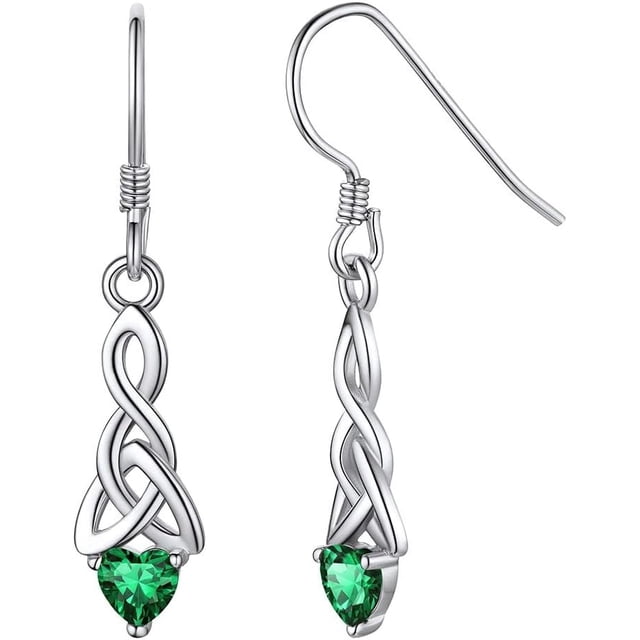 Aretes Mujer 925 Aretes De Plata Para Mujer con Piedra De Nacimiento Nudo Celta Corazón Accesorios Joyería Pendientes Con Caja De Regalo