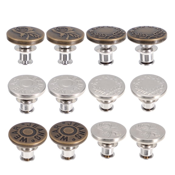 OATIPHO Snap Buttons Metal Removable for Jeans Skirts Pants Easy Disassemble and Reuse 12Pcs
