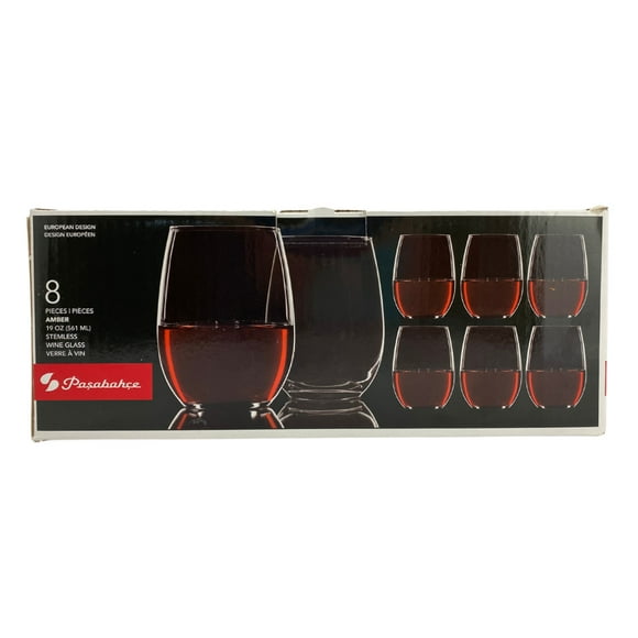 Pasabahce Ensemble de Verres à Vin Rouge Sans Pied 19 oz Clair Parfait pour les Fêtes (Ensemble de 8)