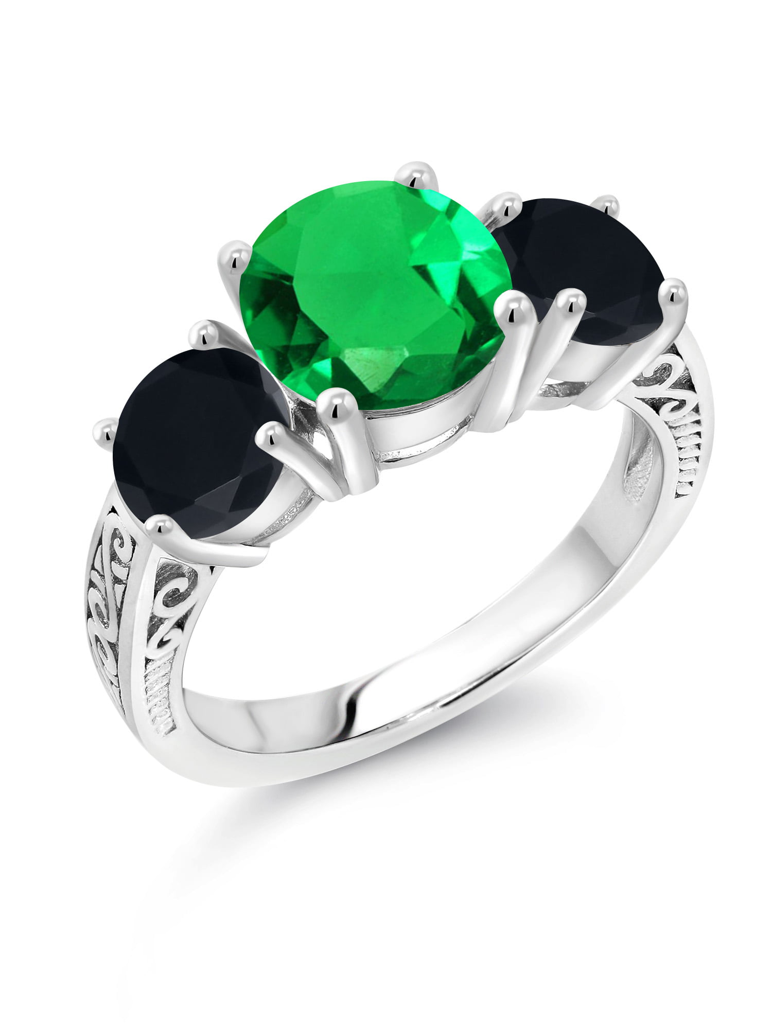 Solid 925 Sterling silver Green emerald May Birthstone wedding Ring Size 5