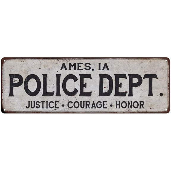 AMES, IA POLICE DEPT. Home Decor Metal Sign Gift 6x18 206180012542