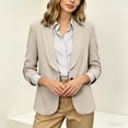 thumbnail image 6 of Women's Dress Blazer Jacket Ruched Sleeve Office Shawl Collar Jacket with Single Button Business Casual 3/4 Sleeve Suit Coat, 6 of 9