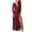 Burgundy, variant on Solid Color Dress for Women 2025 Fashion Solid Color V-Neck Long Ankle Sleeve High Waist Dress Skirt Green