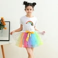 thumbnail image 5 of Odeerbi 2025 Toddler Girls Cute Party Dance outfit Splice Rainbow Net Yarn Sequins Tulle Skirt Bow Hairpin Suit, 5 of 7