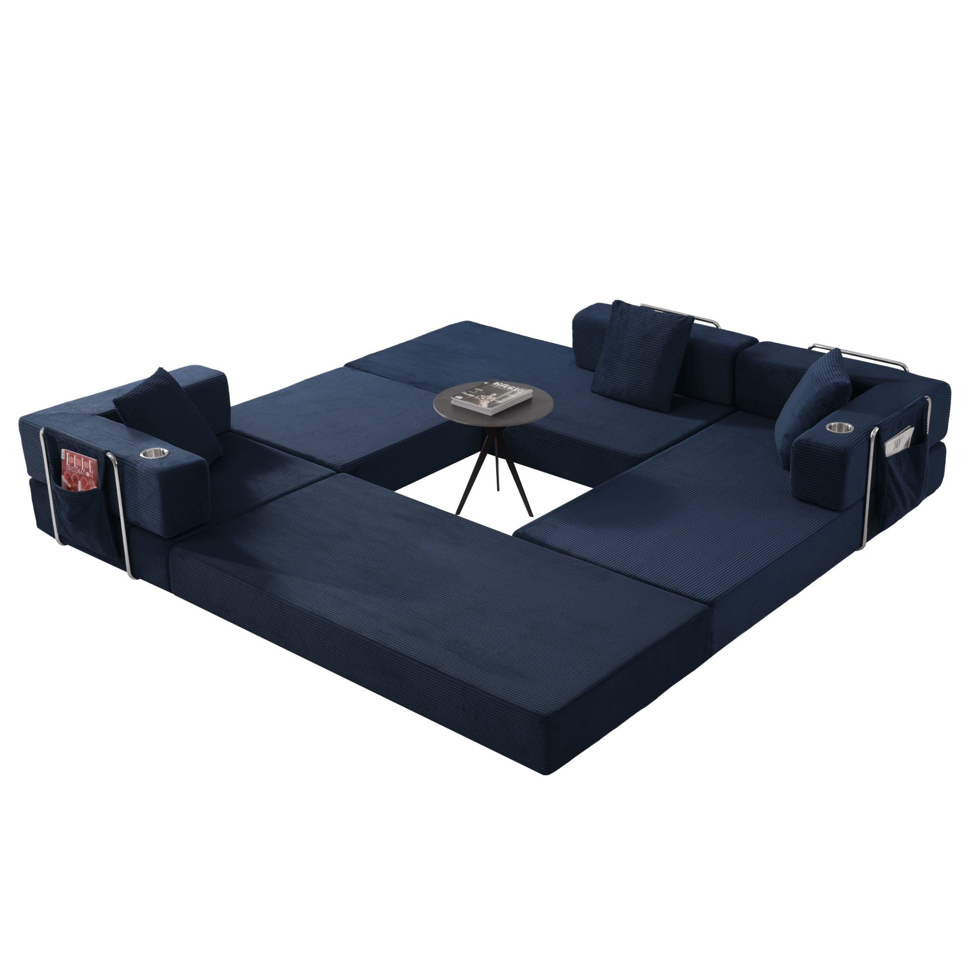 Leumius 108" Modular Sectional Sofa with L-Shape Chaise, Boneless Cloud Couch with Deep Seat for Living Room, Bedroom Blue