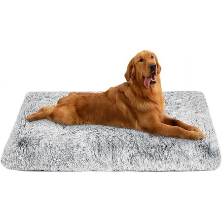 Deluxe Plush Dog Beds for Large Dogs Washable Anti-Slip Pads Medium 41''x 27'' Gray