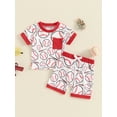thumbnail image 3 of Musuos Baby Boys Shorts Set, 0-3 Years Baseball Print Short Sleeve T-shirt with Elastic Waist Shorts Summer Outfit for Daily Casual, 3 of 10