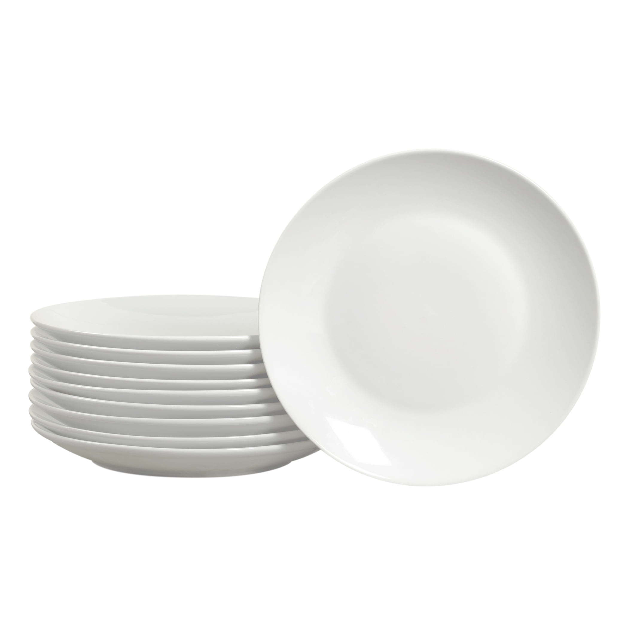 Tabletops Gallery 10 Pack Round White Ceramic 8.5" Coupe Salad Plates