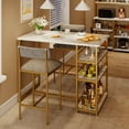 thumbnail image 1 of Dining Table Set for 2, Kitchen Table and Chairs, 3 Piece Counter Height Bar Kitchen Table Set with 2 Upholstered Chairs & 3 Storage Shelves for Small Space, Apartment, 1 of 8
