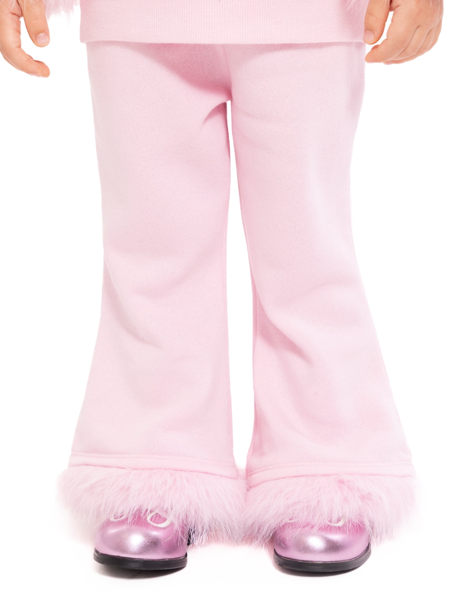 Dolly Parton Baby and Toddler Girls Faux Fur Trim Graphic Sweatshirt and Flare Pants Set, 2-Piece, Sizes 12M-5T