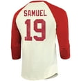 thumbnail image 3 of Men's Majestic Threads Deebo Samuel Cream/Scarlet San Francisco 49ers Vintage Player Name & Number 3/4-Sleeve Fitted, 3 of 3