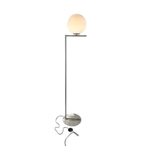 EQLight EQMCFN04 Mid Century 62 in. Nickel Floor Lamp with White Glass Globe