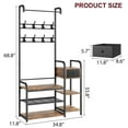 thumbnail image 3 of Kojooin Coat Rack with Bench and Drawer 68.8''H Freestanding Hall Tree with Shoe Storage/8 Hooks Entryway Bench with Coat Rack Shelves Shoe Bench and Wall Rack for Living Room, Rustic, 3 of 9