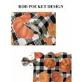thumbnail image 6 of Thanksgiving Living Room Curtains 2 Panel, Fall Orange Pumpkin Black White Plaid Cafe Window Treatment, Farmhouse Bedroom Bathroom Kitchen Curtains Drapes 104"x54", 6 of 6