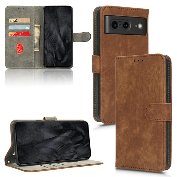 SaniMore for Google Pixel 8A Premium PU Leather Case, [RFID Blocking] Card Holder Magnetic Wallet Folio Cover for Google Pixel 8A with Practical Bracket   Detachable Wrist Strap, Brown