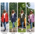thumbnail image 4 of Smsaxvxz Plus Size Rain Jacket for Women Casual Striped Lined Hooded Lightweight Raincoat Outdoor Waterproof Windbreaker Pink 2XL, 4 of 8