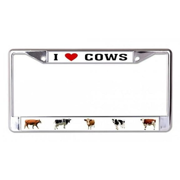 I Heart Cows Chrome License Plate Frame