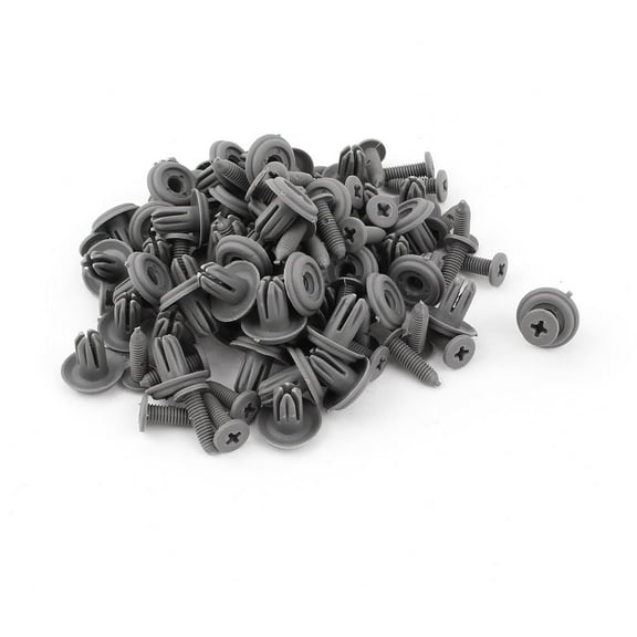Unique Bargains 50 Pcs Gray Car Bumper Fender Push in Type Plastic Rivets Fastener 6mm Dia Hole