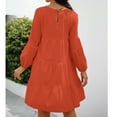 thumbnail image 3 of Femmes Robe Décontractée, Robe à Col Rond Manches Bouffantes Confortable Fluide Respirant Léger pour Bureau pour Dame pour les Vacances Rose, Noir, Mandarine, 3 of 6