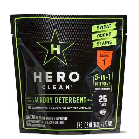 Hero Clean Laundry Detergent Pacs, Scent 1, 25-Count per Pack