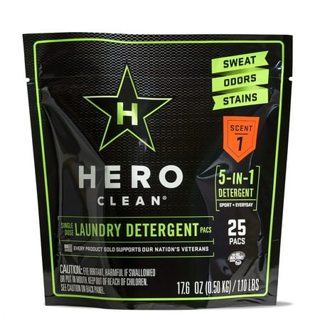 Hero Clean Laundry Detergent Pacs, Scent 1, 25-Count per Pack