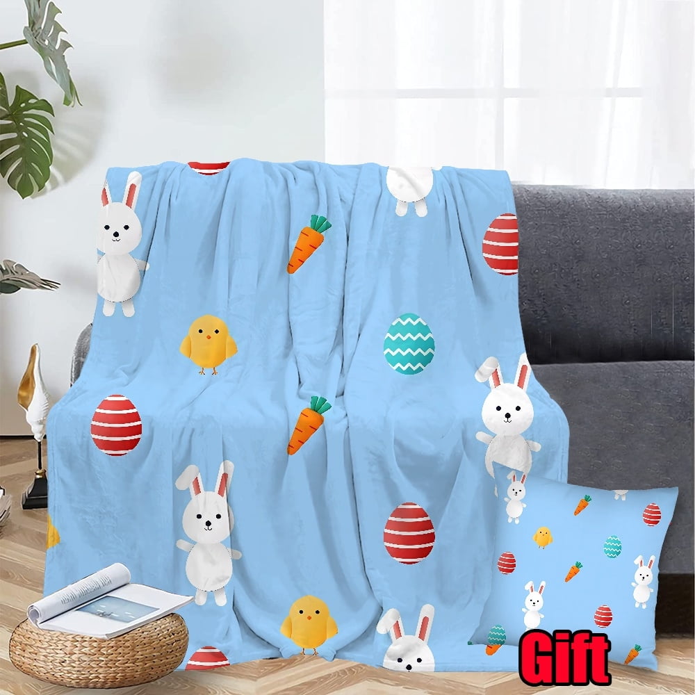 Spring Easter Bed Blanket With Pillowcases For Home Couch Bed and Sofa 3D Printed Throws Bedding