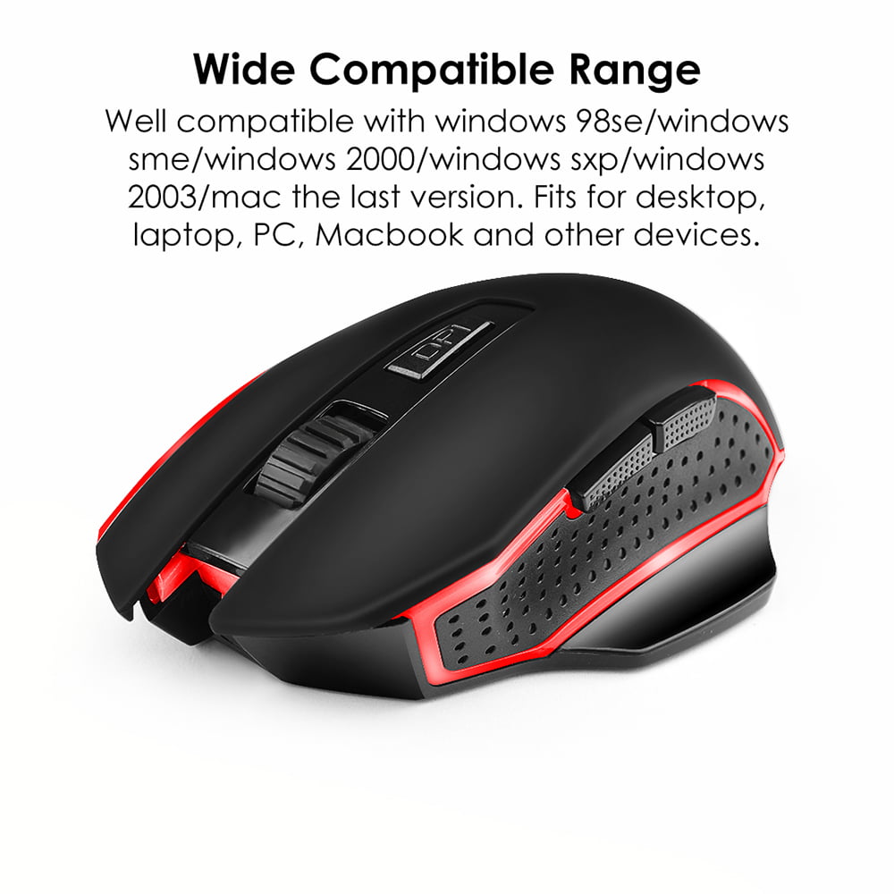 Gaming Mouse Rechargeable Wireless Adjustable 2400DPI Computer Mice 2.4GHz USB 
