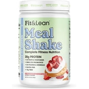 Fit & Lean Meal Shake, Fat Burning Meal Replacement, 20g Protein, 11g Fiber, Probiotics, Metabolism Support, Strawberry Shortcake, 10 Servings