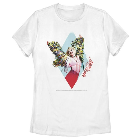 Women's Birds of Prey Harley Quinn Mayhem  Graphic Tee White 2X Large