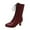 Wine, variant on LOVZFMLL Boots for Women Mid Calf Winter Boots Lace Up Round Toe Adjustable Straps Mid Flare Heel Fashion Fall Winter Boots