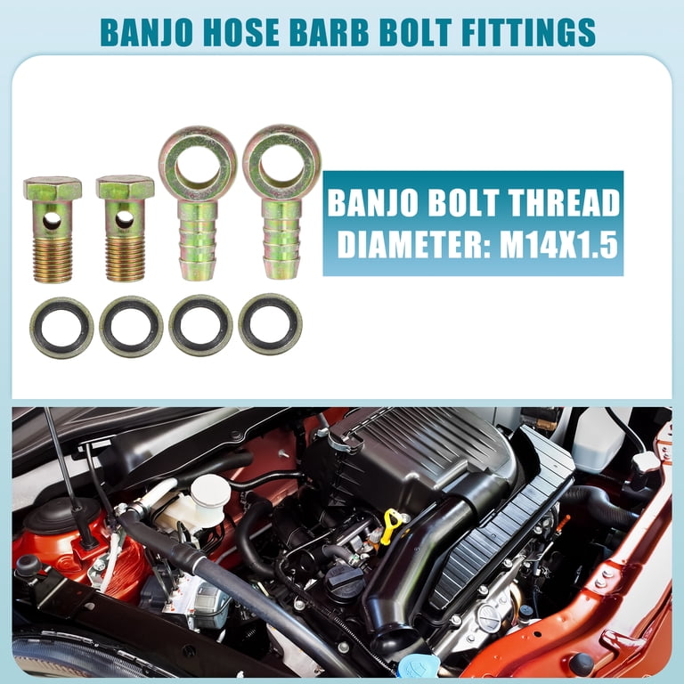 M14x1.5 Metric Black Banjo Bolt - 28mm Long, Perfect For Eye Hose Fittings And Adapters