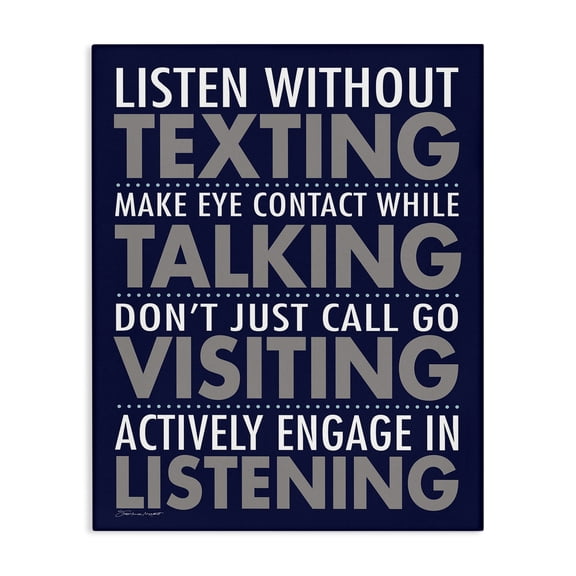 Stupell Industries Contemporary Listen Without Texting Canvas Art, 16 x 20, by Stephanie Workman Marrott