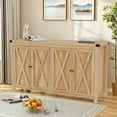thumbnail image 3 of DEXTRUS 4-Doors Farmhouse  Coffee Bar Storage Cabinet, 55'' Sideboard Cabinet, Oak, 3 of 7