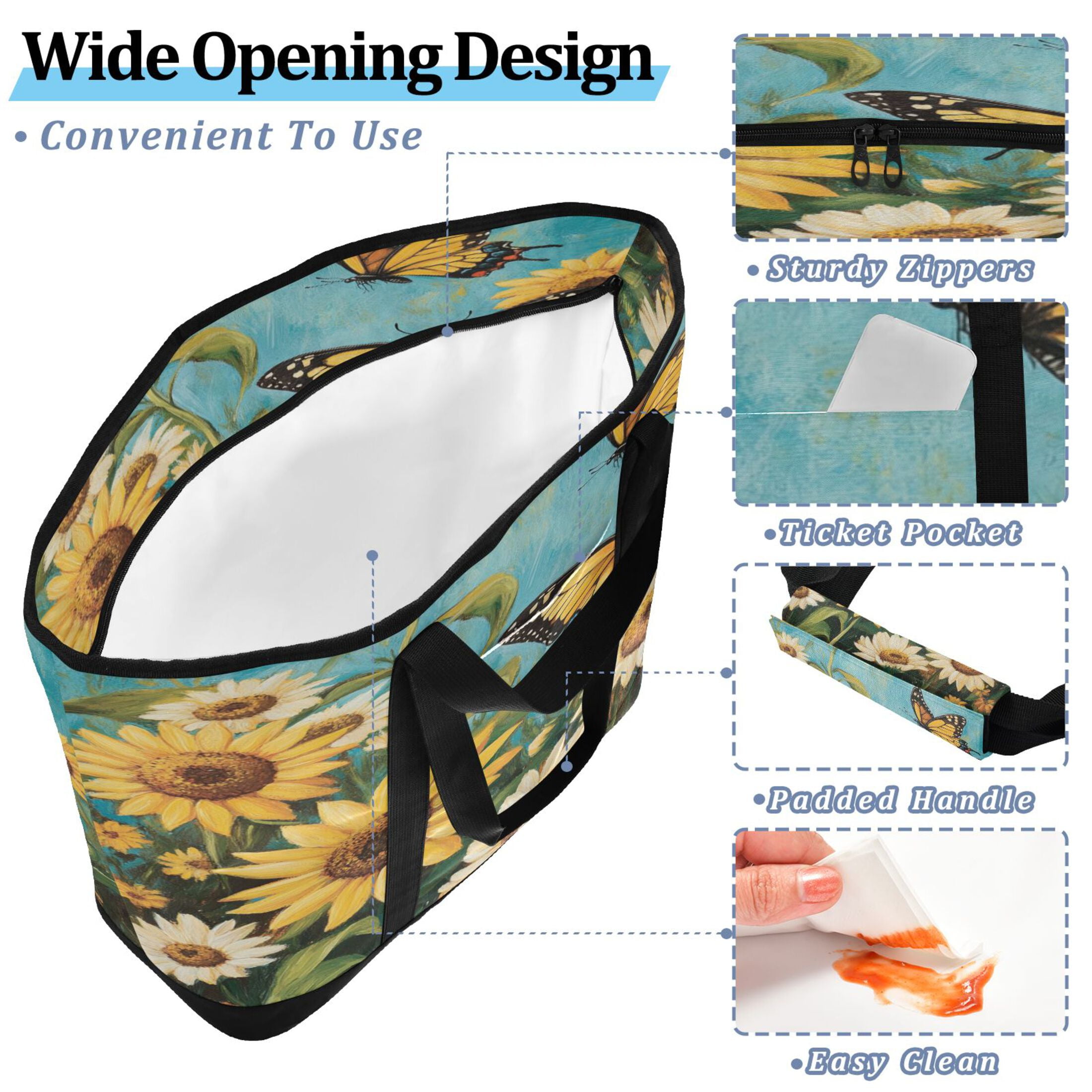 Large Hand-held Ice Pack Picnic Bag Insulation and Refrigeration Suitable for Shopping Picnics and Camping Lovely Big Butterfly