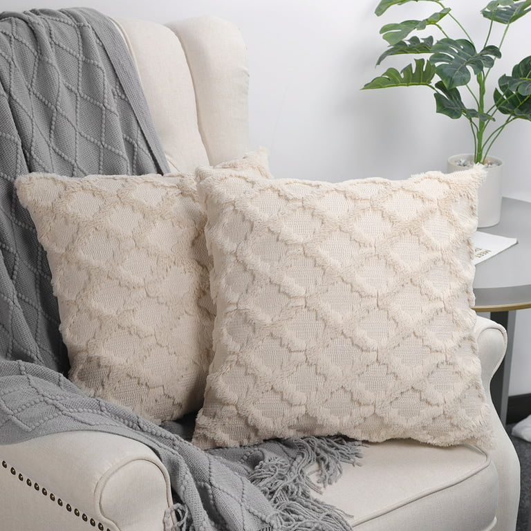 Boho Plush Throw Pillow Covers, Decorative Soft Pillows Cases for